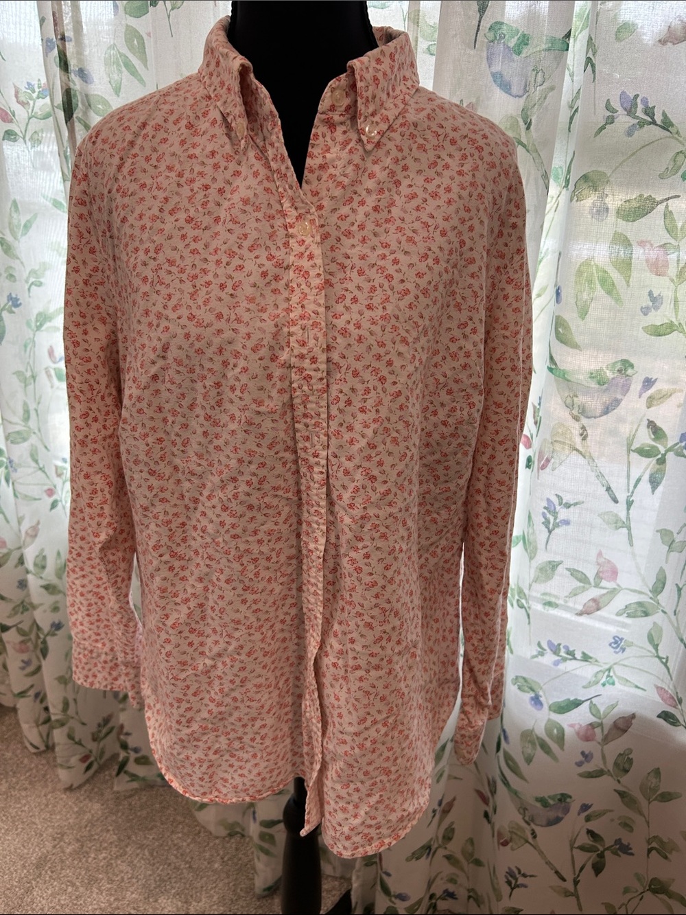 Eddie Bauer Pink Micro Floral Button-Down Shirt